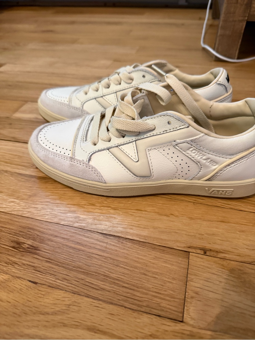 Vans Cream and White Low-Top Sneakers